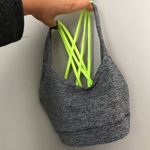 Gray & Neon Criss Cross Sports Bra